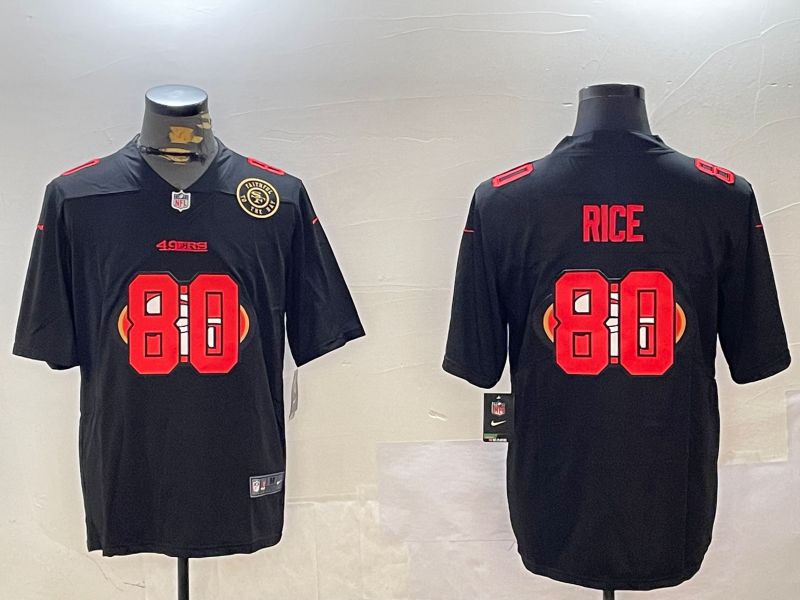 Men San Francisco 49ers #80 Rice Black Fashion 2024 Nike Limited NFL Jersey style 3